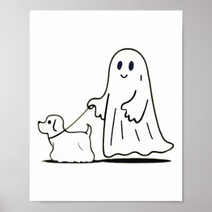 Poster Fantasma Andando Cachorro Ghostie Dia de as Bruxas