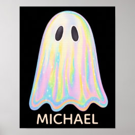 Poster Fantasma Arco-Íris Pastel Fofo | Assustador Estéti