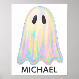 Poster Fantasma Arco-Íris Pastel Fofo | Assustador Estéti