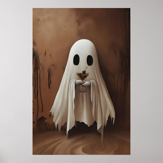 Poster Fantasma Bebendo Coquetel Dirty Martini Azeitonas (Frente)