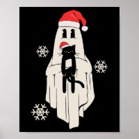 Fantasma Bonita Com Papai Noel Segurando Gato Pret