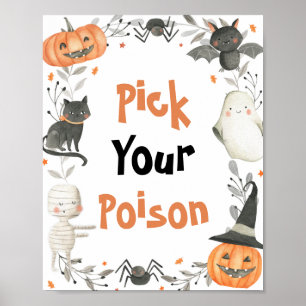 Poster Fantasma Bonita De Halloween Escolha Seu Sinal De