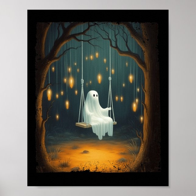 Poster Fantasma Bonito Em Um Dia de as Bruxas engraçado D (Frente)