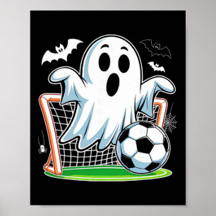 Poster Fantasma Boo Jogando Futebol Piada de Halloween de