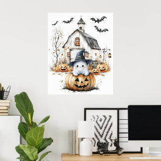 Poster Fantasma Branco e Laranja, de outono
