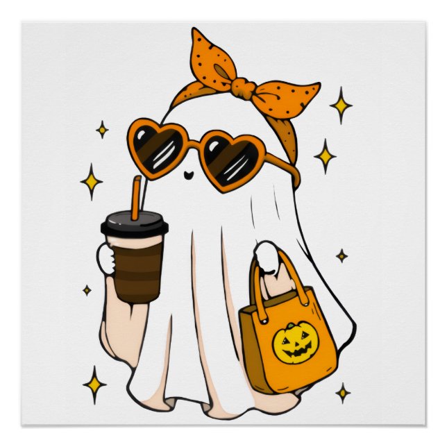 Póster Fantasma da Temporada Assustadora Fofa com Café Ge (Frente)