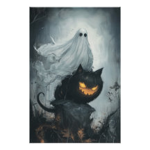Fantasma das Halloween Andando a Gato Negro