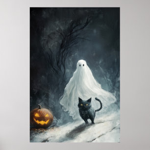 Poster Fantasma das Halloween e Gato Negro