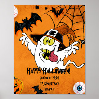 Poster Fantasma de convite personalizável para o Hallowee