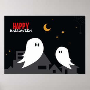 Poster Fantasma de desenho animado nas ruas da cidade à