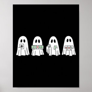 Poster Fantasma de Halloween Jogando Mahjong Soky Tempora