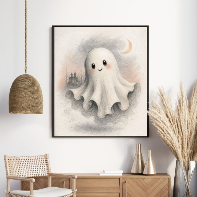 Poster Fantasma de Halloween Vintage Fofo (Criador carregado)