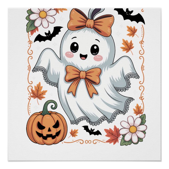 Póster Fantasma de Renda Assustador Halloween (Frente)
