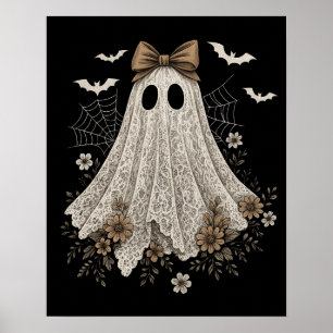 Poster Fantasma de Renda Elegante com Laço Fantasma Flo