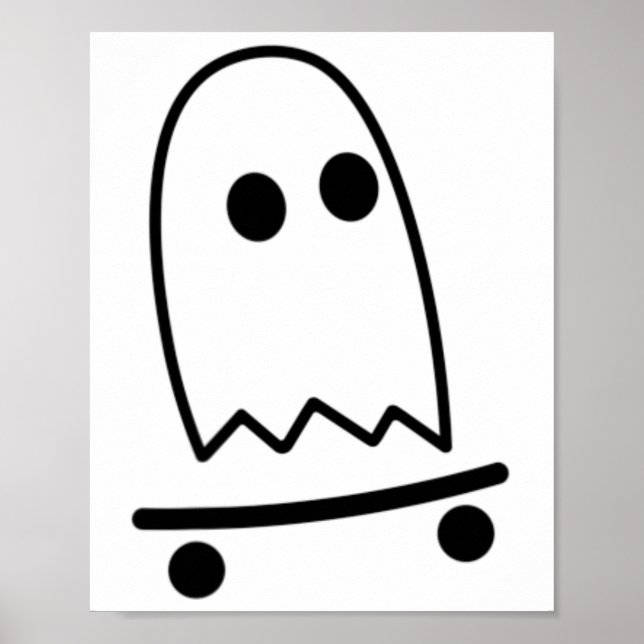 Poster Fantasma de Skateboard Lazy Halloween Diversão Ska (Frente)