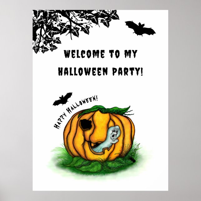 Poster Fantasma do Halloween, Bat, Ghost e Spider (Frente)