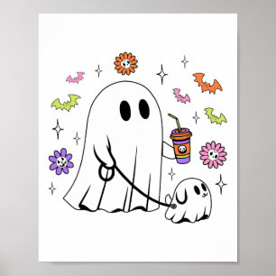 Poster Fantasma Engraçado Andando Cachorro Spooky Ghost C