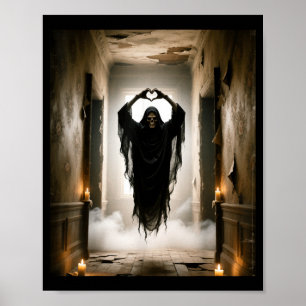 Poster Fantasma engraçado coração mãos rosto assustador h