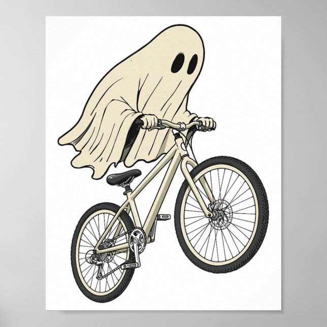 Poster Fantasma engraçado de Halloween andando de bicicle (Frente)