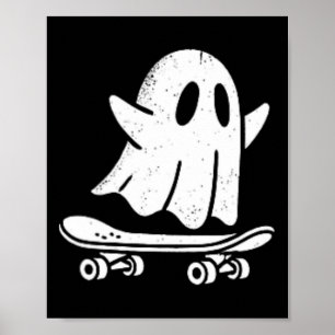 Poster Fantasma Engraçado De Skate Fardamento Preguiçoso 