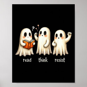 Poster Fantasma Engraçado Halloween Leia Pense Resista An