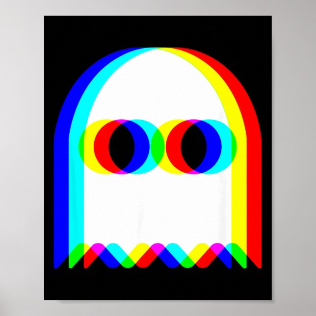 Poster Fantasma Engraçado Vaporwave Trippy Techno Rave de (Frente)