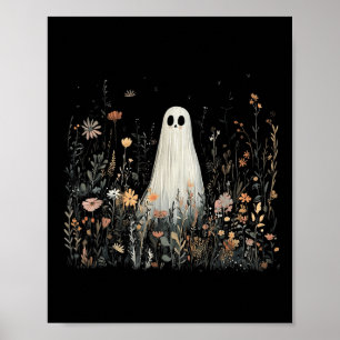 Poster Fantasma Floral Vintage Halloween Fantasma Na Flor