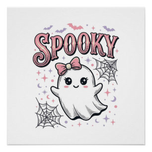 Póster Fantasma Fofo Assustador Camisa Vintage de Hallowe