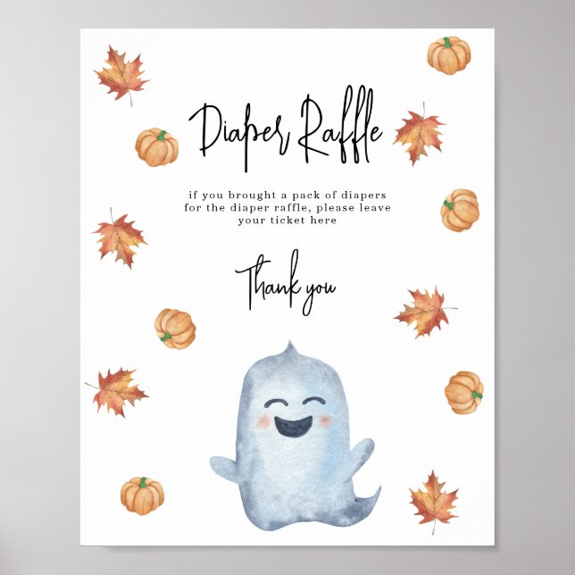 Poster Fantasma fofo - Jogo de rifa de fralda (Frente)