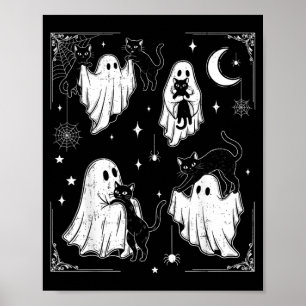 Poster Fantasma Fofo Segurando Gato Funny Halloween Homen