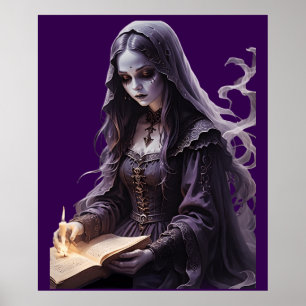 Poster Fantasma Gótico Lendo Um Livro De Ortografia Por V