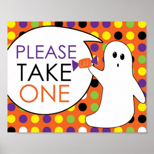 Poster Fantasma Halloween Por Favor Tome Um Docinho