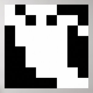 Poster Fantasma Pixel de 8 Bits