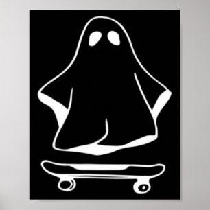 Poster Fantasma Skateboard Preguiçoso Roupa de Halloween