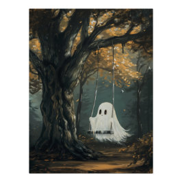 Póster Fantasma Spooky na Floresta de outono do Swing Hal