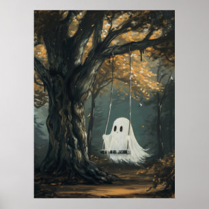 Poster Fantasma Spooky na Floresta de outono do Swing Hal
