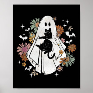 Poster Fantasma Spooky Segurando Cabelo Floral Negro