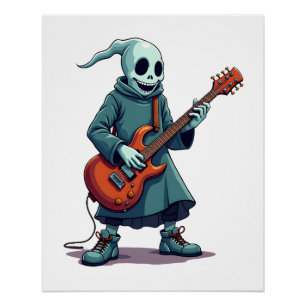 Póster Fantasma Tocando Guitarra � Camiseta de Halloween