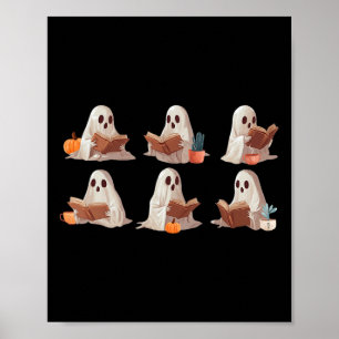 Poster Fantasmas bonitos Lendo Livros Feliz Gráfico de Ha