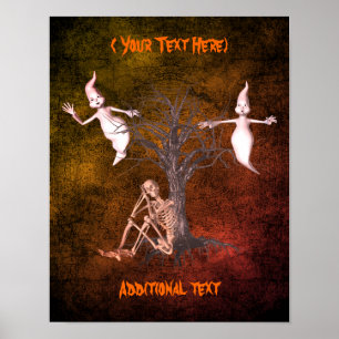 Poster Fantasmas De Halloween E Esqueleto Personalizados
