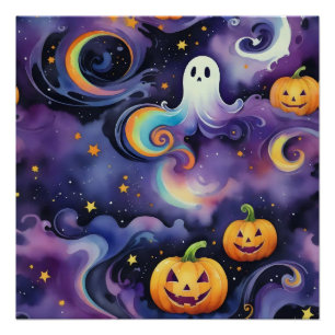 Póster Fantasmas em órbita, diversão maluca em um cósmico