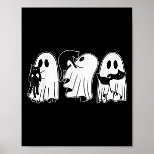 Poster Fantasmas engraçados segurando gatos negros no Hal