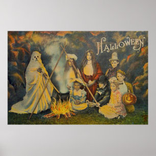 Póster Fantasmas Fantasia de Cowboy Abóbora Jack O Lanter