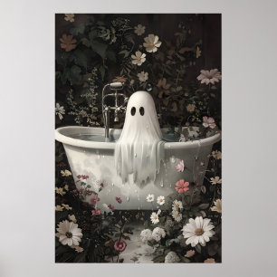Poster Fantasmas Tomam Uma Banheira Na Floresta De Flores