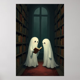 Poster Fantasmas Whimsical em Cozy Reading Haven - Biblio