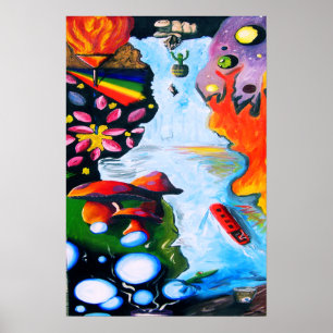 Póster Fantástica Surrealista Mushroom Wonderland