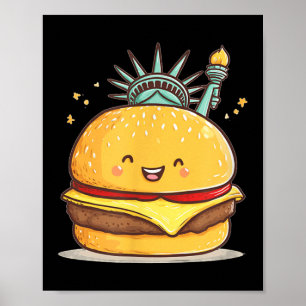 Poster Fantástico Roupa De Burger De Estátua Da Liberdade