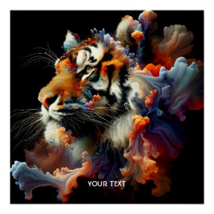 Póster Fantasy Abstrato Tiger Head