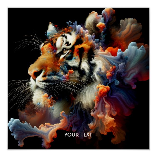 Póster Fantasy Abstrato Tiger Head (Frente)