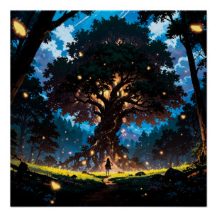 Póster Fantasy anime style forest